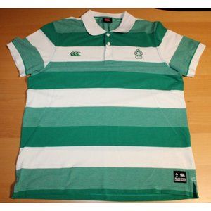 IRFU Irish Ireland Union Team Rugby SS Polo Shirt Top Mens XL Canterbury Striped